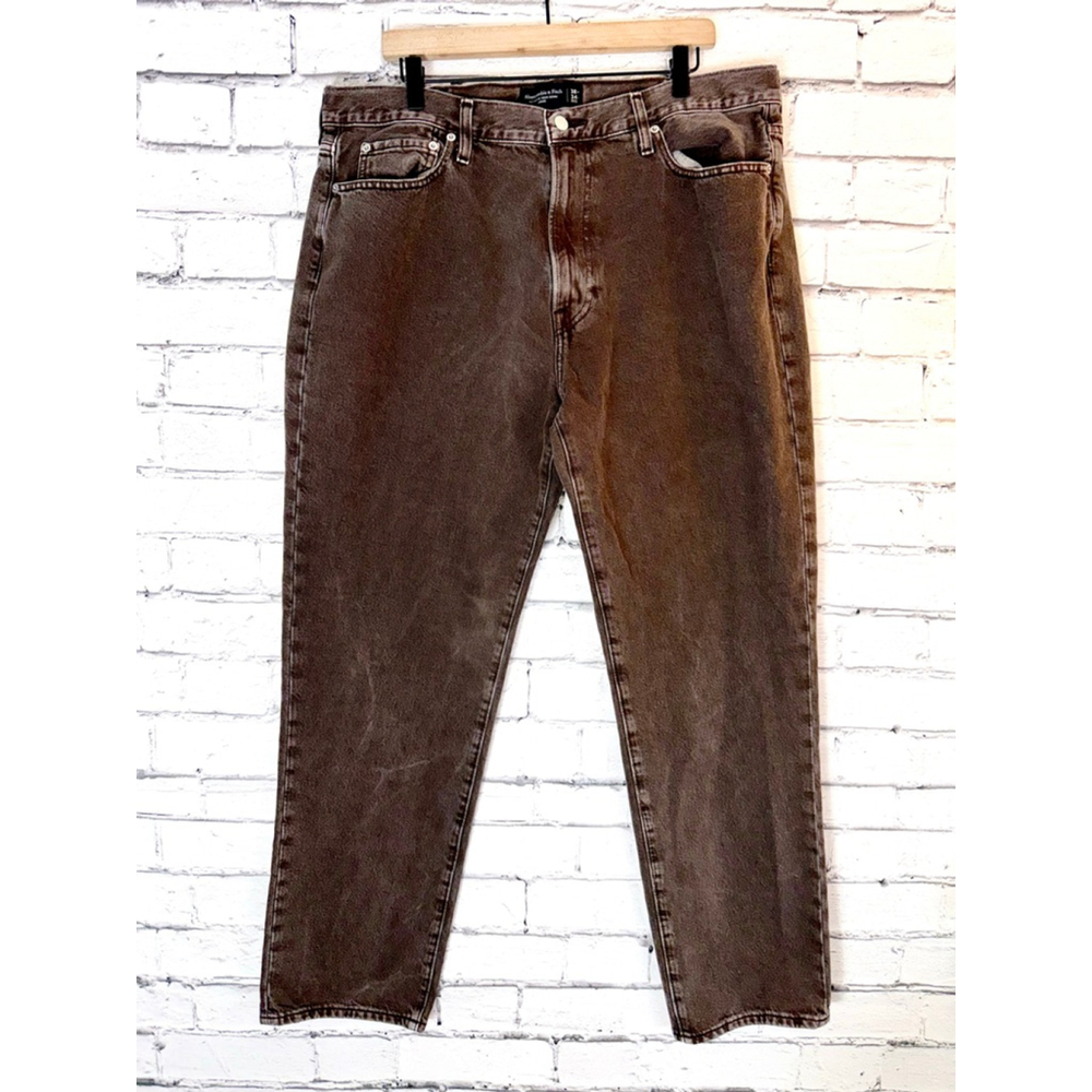 Men's Abercrombie & Fitch Loose Baggy Straight Jeans size 38x34 Black Brown - Picture 2 of 8